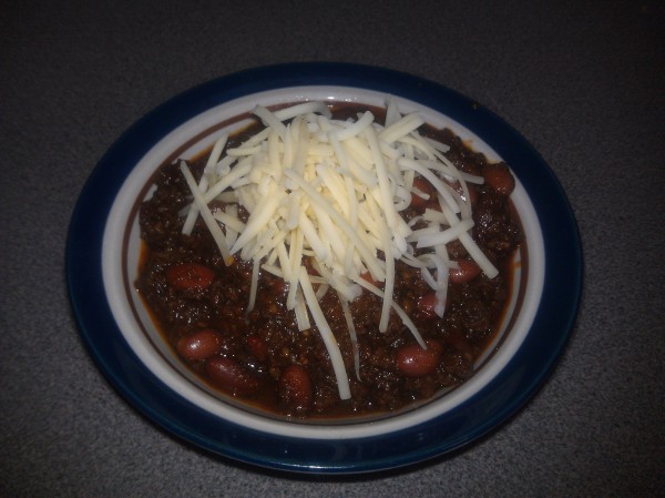 Homemade Chili with Shredded Cheddar Cheese